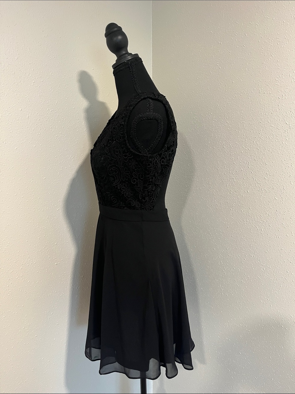 SUMMER CLOSEOUT! Lulus Black Lace Fit-and-Flare Mini Dress-Small - Picture 5 of 7